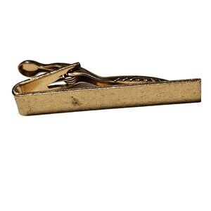 Vintage Gold Tone Tie Clip Clasp Bar 2 Mens Classic Minimalist Fashion Jewelry